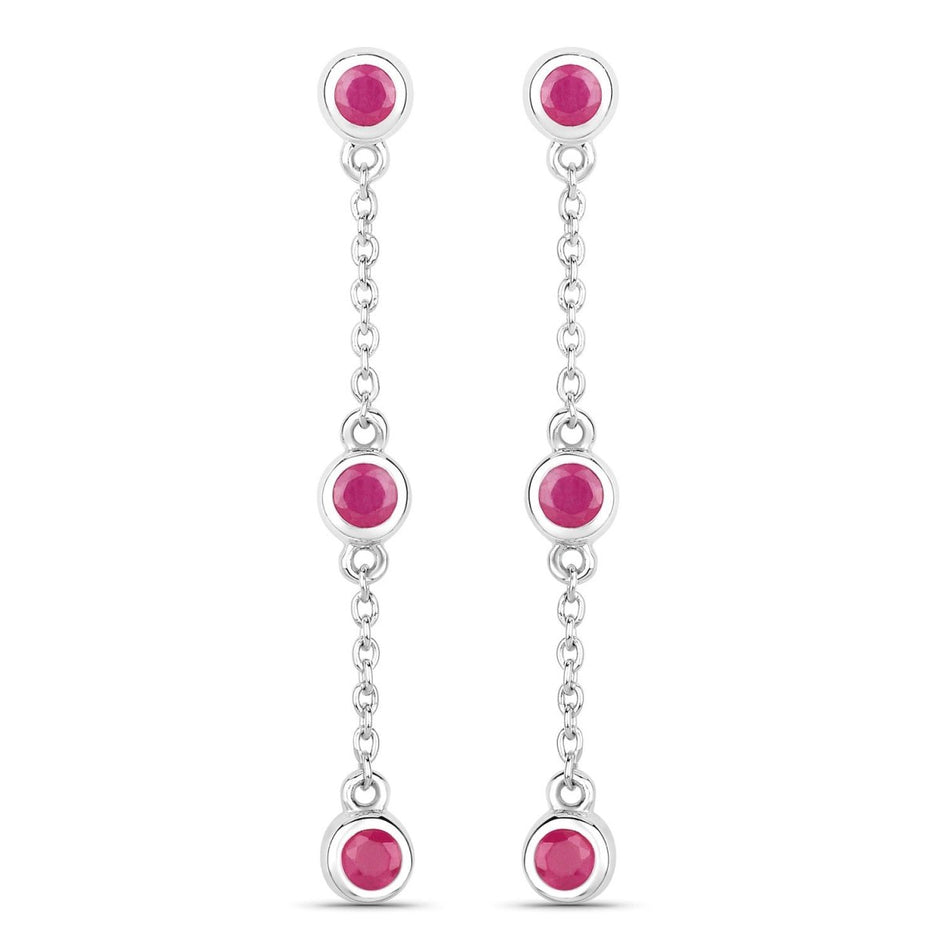 0.78 Carat Genuine Ruby .925 Sterling Silver Earrings - Earrings - Custom Crafting Alliance, LLC