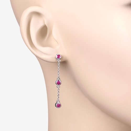 0.78 Carat Genuine Ruby .925 Sterling Silver Earrings - Earrings - Custom Crafting Alliance, LLC