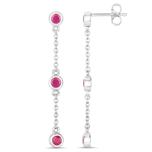 0.78 Carat Genuine Ruby .925 Sterling Silver Earrings - Earrings - Custom Crafting Alliance, LLC