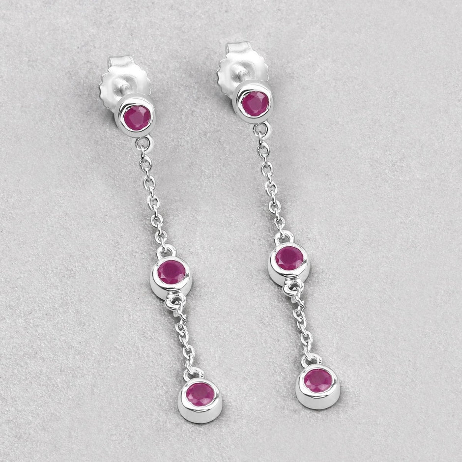 0.78 Carat Genuine Ruby .925 Sterling Silver Earrings - Earrings - Custom Crafting Alliance, LLC