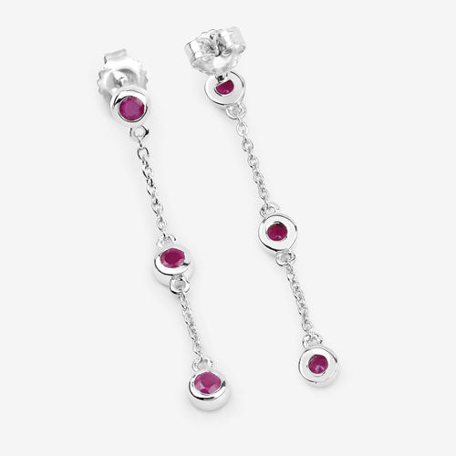 0.78 Carat Genuine Ruby .925 Sterling Silver Earrings - Earrings - Custom Crafting Alliance, LLC