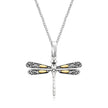 18k Yellow Gold and Sterling Silver Pendant in a Dragonfly Design