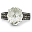 4.41 Carat Genuine Green Amethyst and Green Diamond .925 Sterling Silver Ring