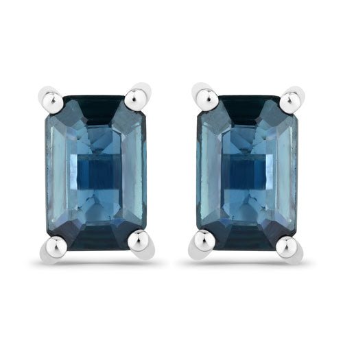 0.80 Carat Genuine Blue Sapphire 14K White Gold Earrings - Earrings - Custom Crafting Alliance, LLC