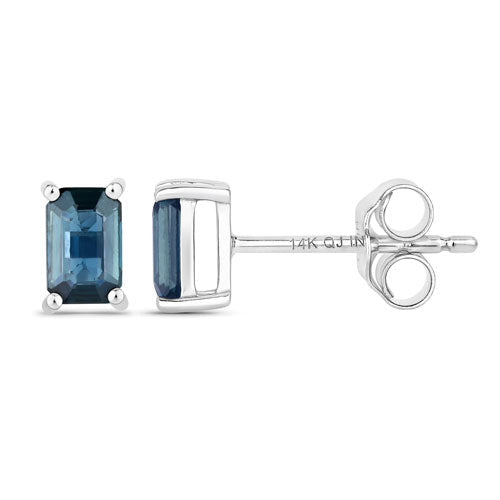 0.80 Carat Genuine Blue Sapphire 14K White Gold Earrings - Earrings - Custom Crafting Alliance, LLC