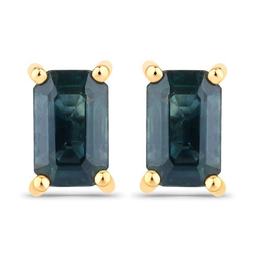 0.80 Carat Genuine Blue Sapphire 14K Yellow Gold Earrings - Earrings - Custom Crafting Alliance, LLC