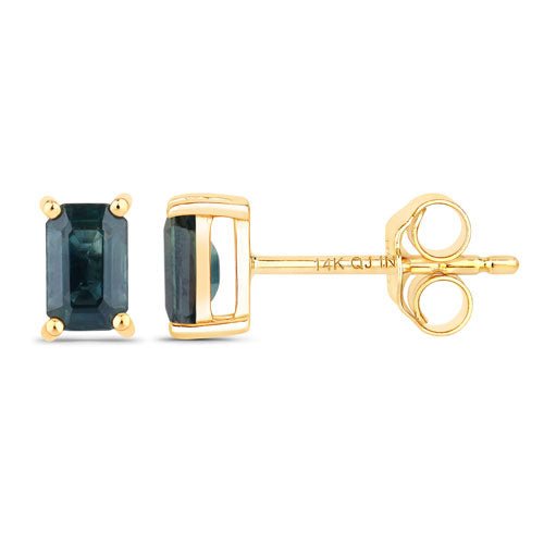 0.80 Carat Genuine Blue Sapphire 14K Yellow Gold Earrings - Earrings - Custom Crafting Alliance, LLC