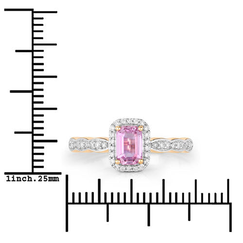 0.80 Carat Genuine Pink Sapphire and White Diamond 14K Yellow Gold Ring - Rings - Custom Crafting Alliance, LLC