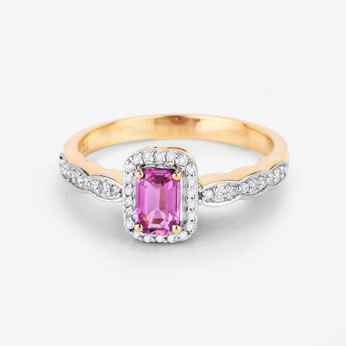 0.80 Carat Genuine Pink Sapphire and White Diamond 14K Yellow Gold Ring - Rings - Custom Crafting Alliance, LLC