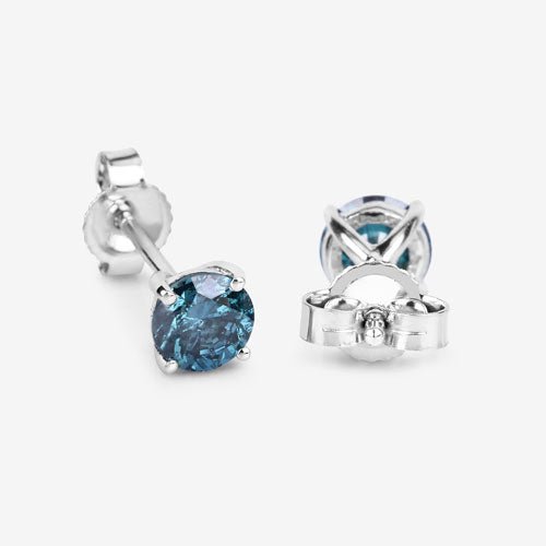0.81 Carat Genuine Blue Diamond 14K White Gold Earrings - Earrings - Custom Crafting Alliance, LLC