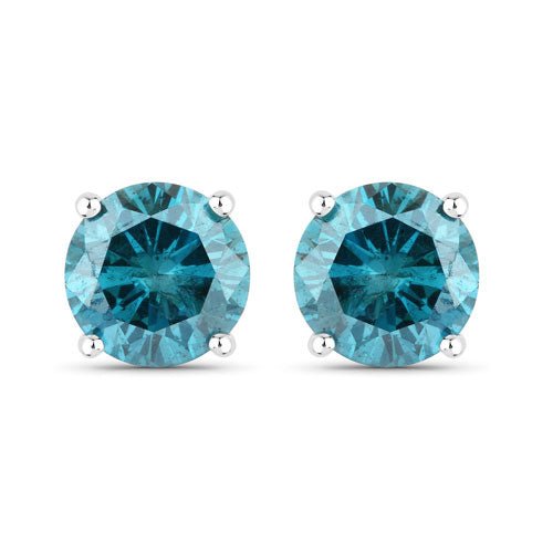 0.81 Carat Genuine Blue Diamond 14K White Gold Earrings - Earrings - Custom Crafting Alliance, LLC