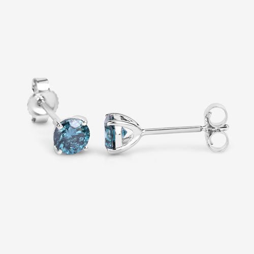 0.81 Carat Genuine Blue Diamond 14K White Gold Earrings - Earrings - Custom Crafting Alliance, LLC