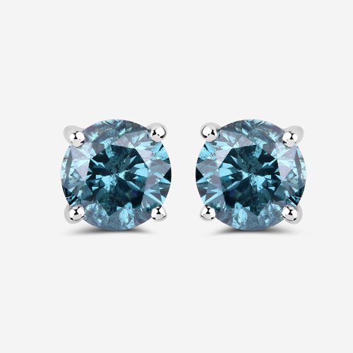 0.81 Carat Genuine Blue Diamond 14K White Gold Earrings - Earrings - Custom Crafting Alliance, LLC