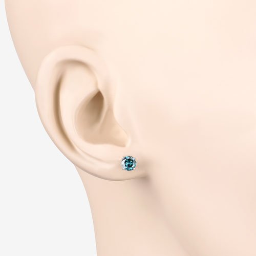 0.81 Carat Genuine Blue Diamond 14K White Gold Earrings - Earrings - Custom Crafting Alliance, LLC