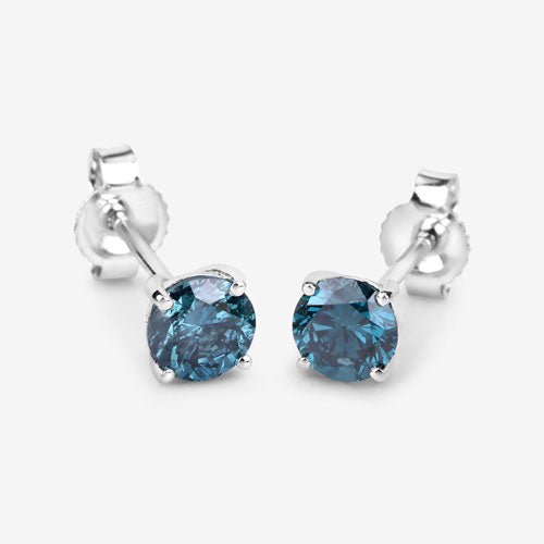 0.81 Carat Genuine Blue Diamond 14K White Gold Earrings - Earrings - Custom Crafting Alliance, LLC