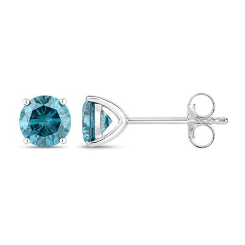 0.81 Carat Genuine Blue Diamond 14K White Gold Earrings - Earrings - Custom Crafting Alliance, LLC