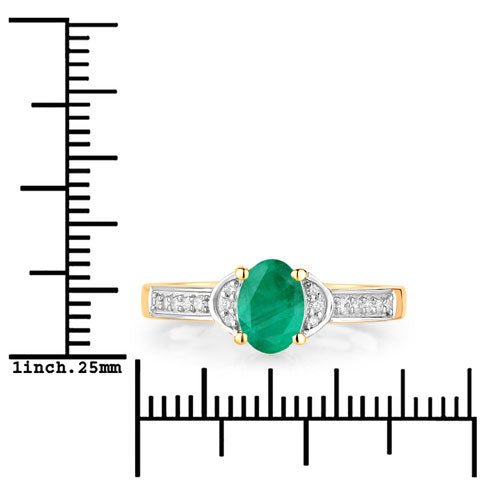 0.82 Carat Genuine Zambian Emerald and White Diamond 14K Yellow Gold Ring - Rings - Custom Crafting Alliance, LLC