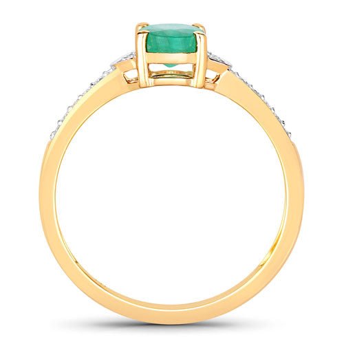 0.82 Carat Genuine Zambian Emerald and White Diamond 14K Yellow Gold Ring - Rings - Custom Crafting Alliance, LLC
