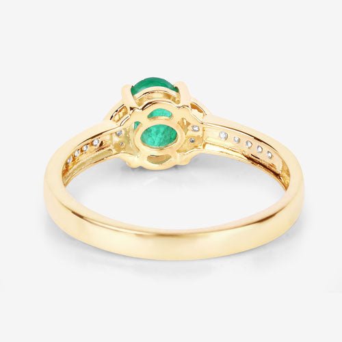 0.82 Carat Genuine Zambian Emerald and White Diamond 14K Yellow Gold Ring - Rings - Custom Crafting Alliance, LLC