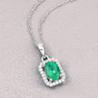 0.83 Carat Genuine Zambian Emerald and White Diamond 10K White Gold Pendant - Pendants - Custom Crafting Alliance, LLC