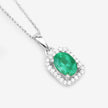 0.83 Carat Genuine Zambian Emerald and White Diamond 10K White Gold Pendant - Pendants - Custom Crafting Alliance, LLC