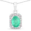 0.83 Carat Genuine Zambian Emerald and White Diamond 10K White Gold Pendant - Pendants - Custom Crafting Alliance, LLC