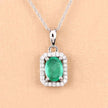 0.83 Carat Genuine Zambian Emerald and White Diamond 10K White Gold Pendant - Pendants - Custom Crafting Alliance, LLC