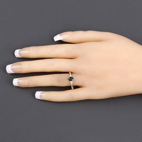 0.84 Carat Genuine Blue Sapphire and White Diamond 14K Yellow Gold Ring - Rings - Custom Crafting Alliance, LLC