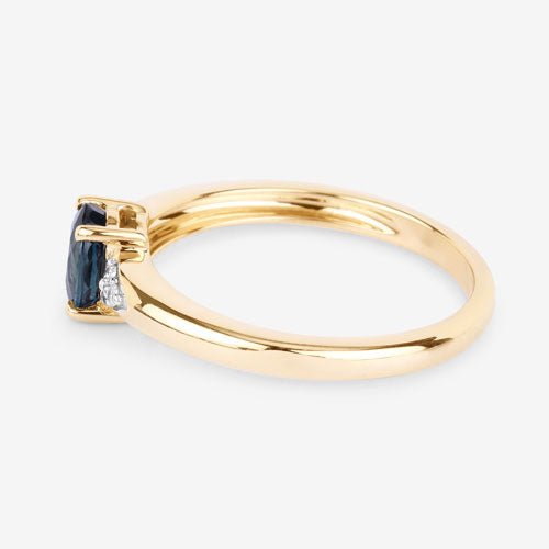 0.84 Carat Genuine Blue Sapphire and White Diamond 14K Yellow Gold Ring - Rings - Custom Crafting Alliance, LLC