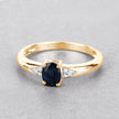 0.84 Carat Genuine Blue Sapphire and White Diamond 14K Yellow Gold Ring - Rings - Custom Crafting Alliance, LLC