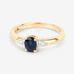 0.84 Carat Genuine Blue Sapphire and White Diamond 14K Yellow Gold Ring - Rings - Custom Crafting Alliance, LLC
