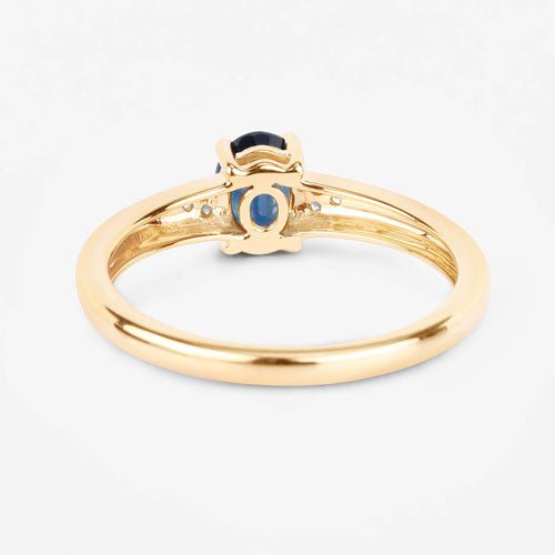 0.84 Carat Genuine Blue Sapphire and White Diamond 14K Yellow Gold Ring - Rings - Custom Crafting Alliance, LLC