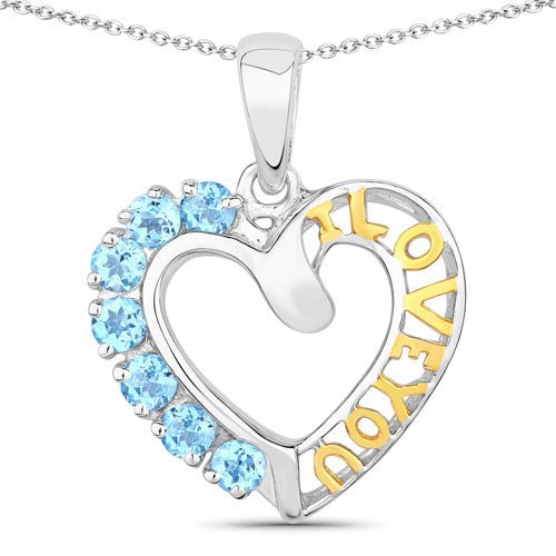 0.84 Carat Genuine Swiss Blue Topaz .925 Sterling Silver Pendant - Pendants - Custom Crafting Alliance, LLC