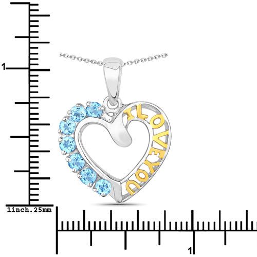 0.84 Carat Genuine Swiss Blue Topaz .925 Sterling Silver Pendant - Pendants - Custom Crafting Alliance, LLC