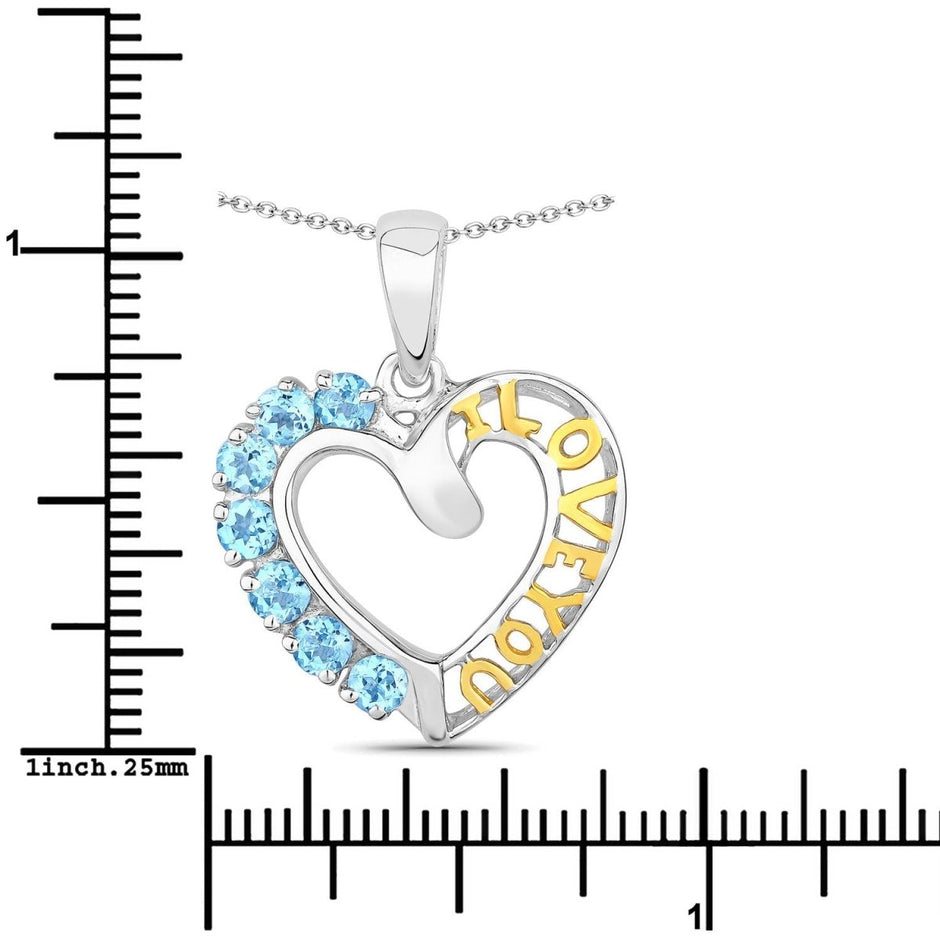 0.84 Carat Genuine Swiss Blue Topaz .925 Sterling Silver Pendant - Pendants - Custom Crafting Alliance, LLC
