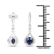0.86 Carat Genuine Blue Sapphire and White Diamond 14K White Gold Earrings