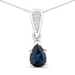 0.85 Carat Genuine Blue Sapphire and White Diamond 14K White Gold Pendant - Pendants - Custom Crafting Alliance, LLC
