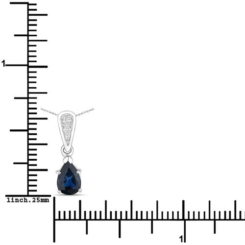 0.85 Carat Genuine Blue Sapphire and White Diamond 14K White Gold Pendant - Pendants - Custom Crafting Alliance, LLC