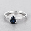 0.86 Carat Genuine Blue Sapphire and White Diamond 14K White Gold Ring - Rings - Custom Crafting Alliance, LLC