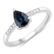 0.86 Carat Genuine Blue Sapphire and White Diamond 14K White Gold Ring - Rings - Custom Crafting Alliance, LLC