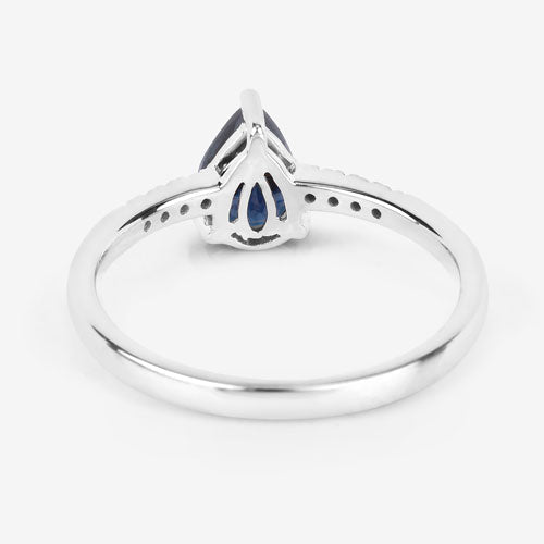 0.86 Carat Genuine Blue Sapphire and White Diamond 14K White Gold Ring - Rings - Custom Crafting Alliance, LLC
