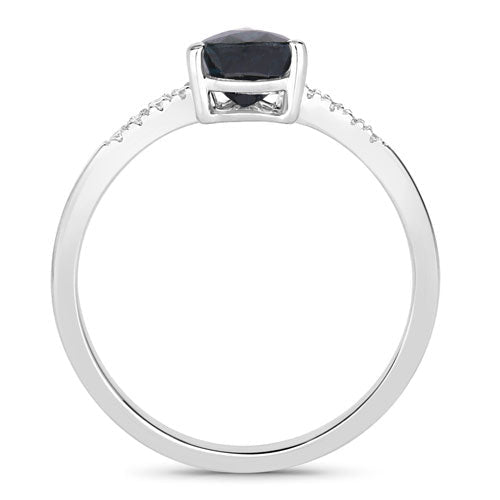 0.86 Carat Genuine Blue Sapphire and White Diamond 14K White Gold Ring - Rings - Custom Crafting Alliance, LLC