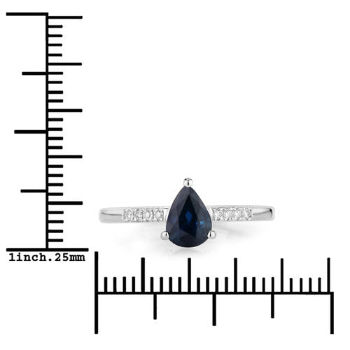 0.86 Carat Genuine Blue Sapphire and White Diamond 14K White Gold Ring - Rings - Custom Crafting Alliance, LLC