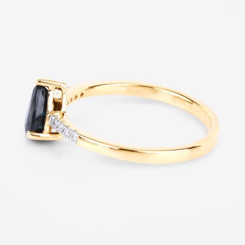 0.86 Carat Genuine Blue Sapphire and White Diamond 14K Yellow Gold Ring - Rings - Custom Crafting Alliance, LLC