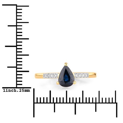 0.86 Carat Genuine Blue Sapphire and White Diamond 14K Yellow Gold Ring - Rings - Custom Crafting Alliance, LLC