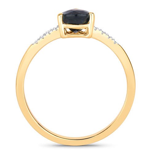 0.86 Carat Genuine Blue Sapphire and White Diamond 14K Yellow Gold Ring - Rings - Custom Crafting Alliance, LLC