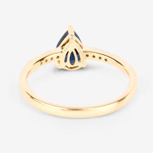 0.86 Carat Genuine Blue Sapphire and White Diamond 14K Yellow Gold Ring - Rings - Custom Crafting Alliance, LLC