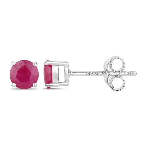 0.86 Carat Genuine Ruby 14K White Gold Earrings - Earrings - Custom Crafting Alliance, LLC