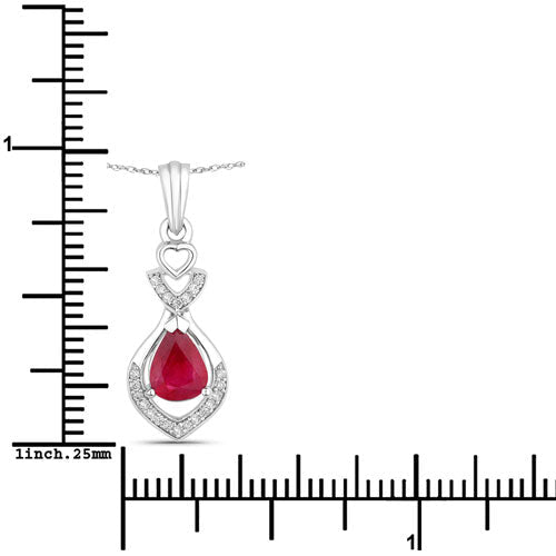 0.86 Carat Genuine Ruby and White Diamond 14K White Gold Pendant - Pendants - Custom Crafting Alliance, LLC
