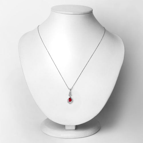 0.86 Carat Genuine Ruby and White Diamond 14K White Gold Pendant - Pendants - Custom Crafting Alliance, LLC